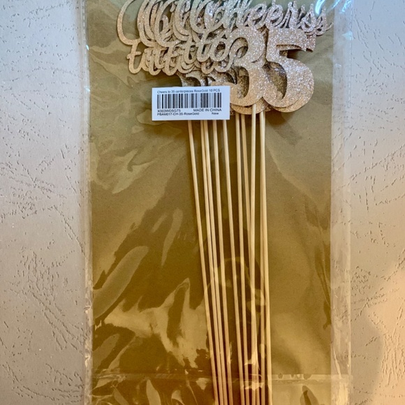 Cheers to 35 Centerpiece Sticks Rose Gold - Picture 2 of 5